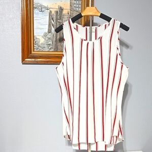 Van Heusen White and Red Sleeveless Tank Top